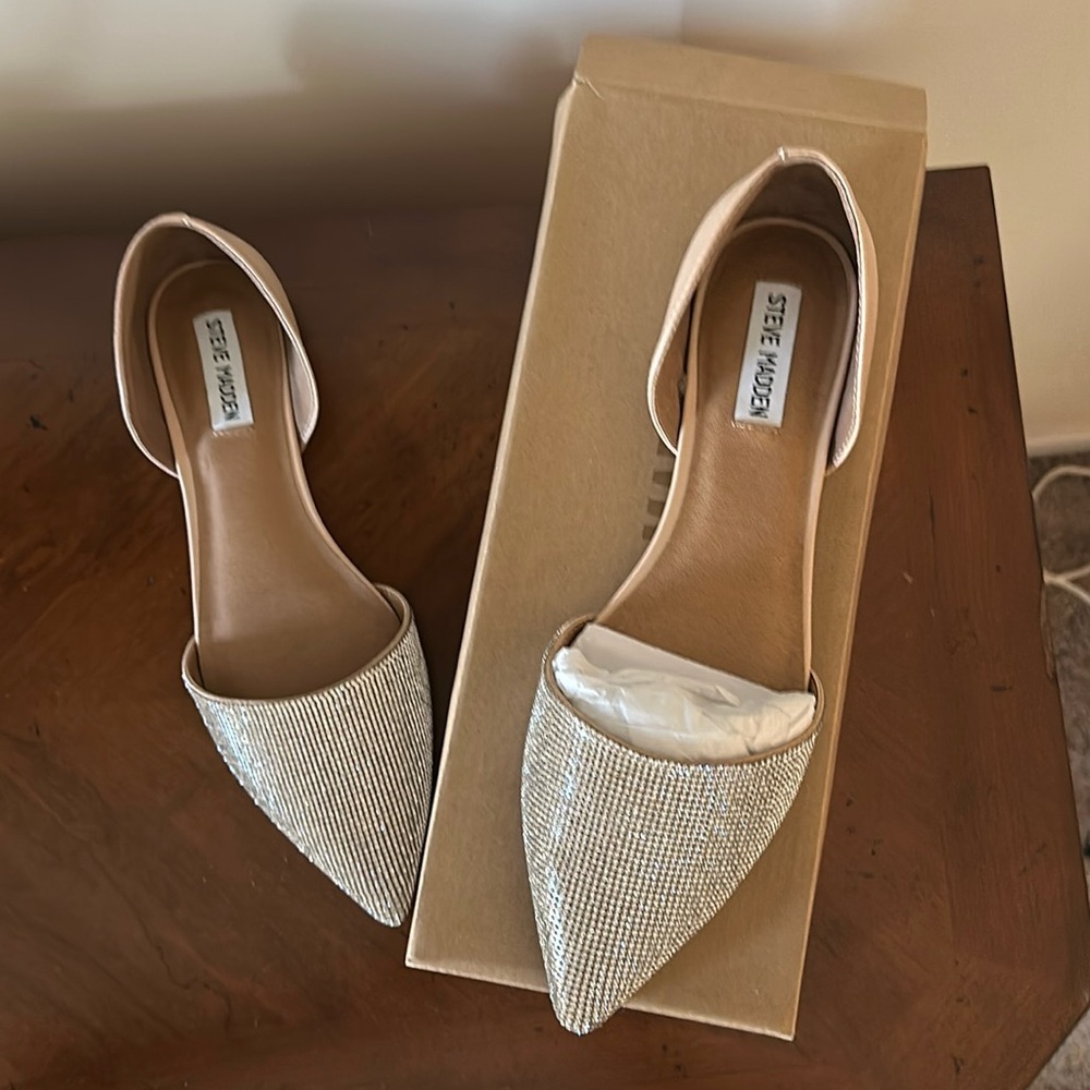 Steve Madden Rhinestones Blended Street Style Plain Elegant Style Mules